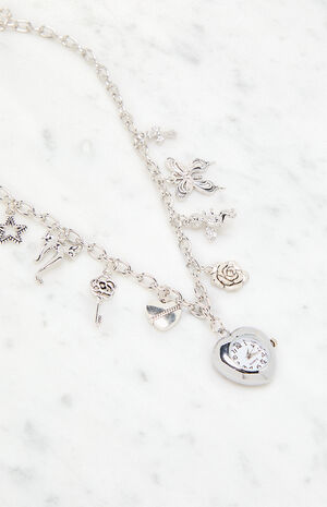 Heart Watch Charm Necklace image number 2