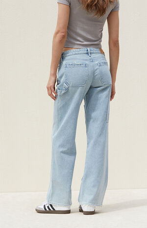 Light Indigo Low Rise Girlfriend Carpenter Jeans image number 4