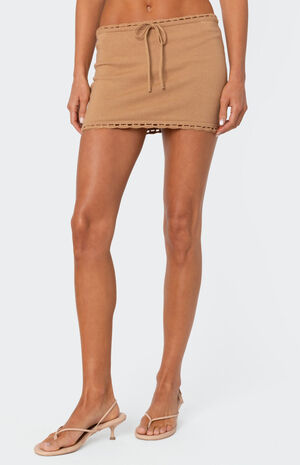 Crochet Trim Knit Mini Skirt image number 2