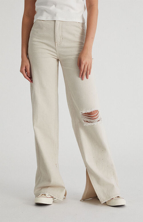 PacSun Oat Milk Ultra High Waisted Flare Pants PacSun