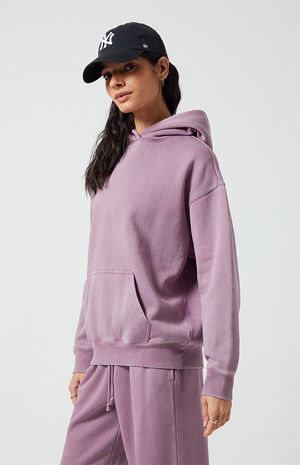 Purple Ultra Soft Fleece Core Vintage Wash Pullover Hoodie image number 3