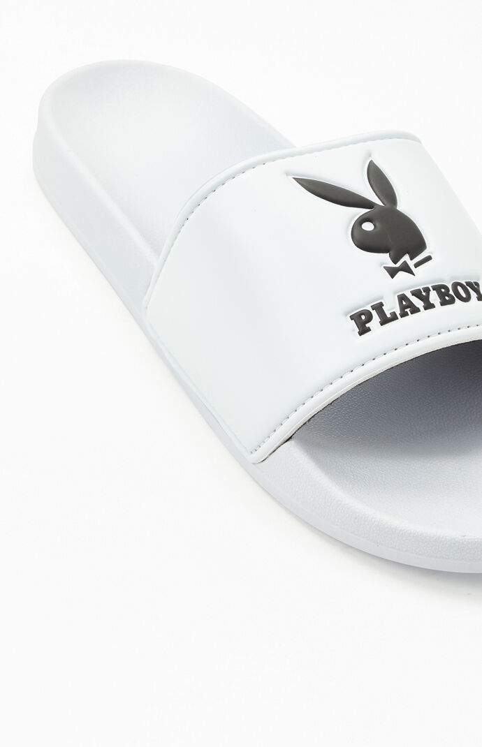 x Playboy White Slide Sandals
