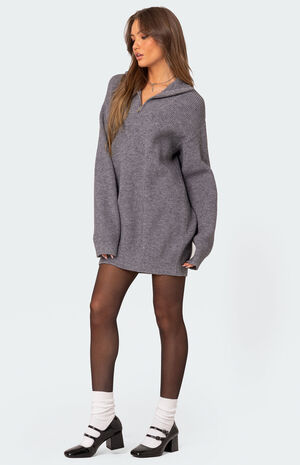 Quarter Zip Knit Mini Dress image number 4