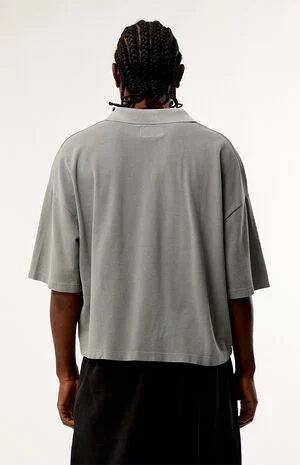 Gray Solid Polo Shirt image number 4