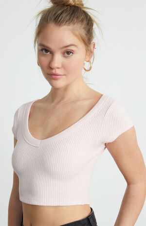 Samantha Cropped Waffle Knit T-Shirt image number 2