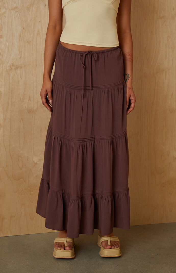 スカート FLARE UP Drape Layered Maxi Skirt 4BUK278 Dare2BStylish Women Boho Waterfall Tiered Layered Maxi Skirt