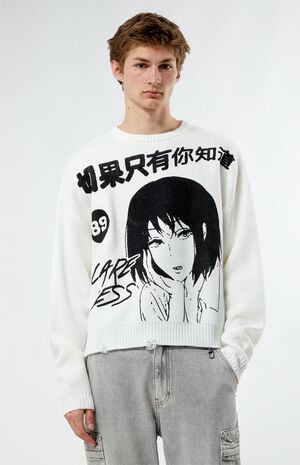 Careless Amime Cropped Sweater image number 3