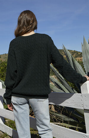 Green Brianna Cable Knit Sweater image number 3