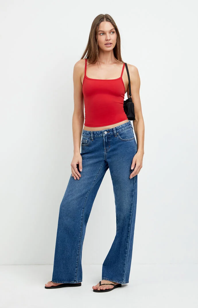 Pacsun Zoe Low Rise Girlfriend Jeans Medium Blue
