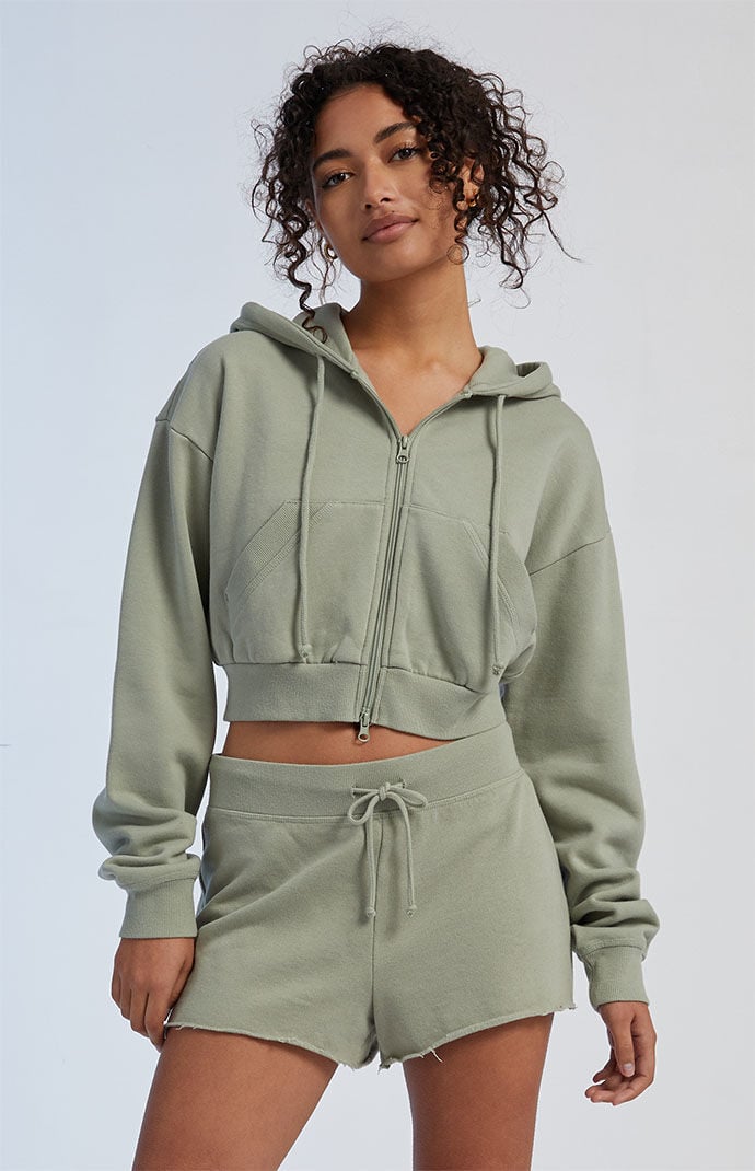 PacSun Bamboo Full Zip Cropped Hoodie PacSun