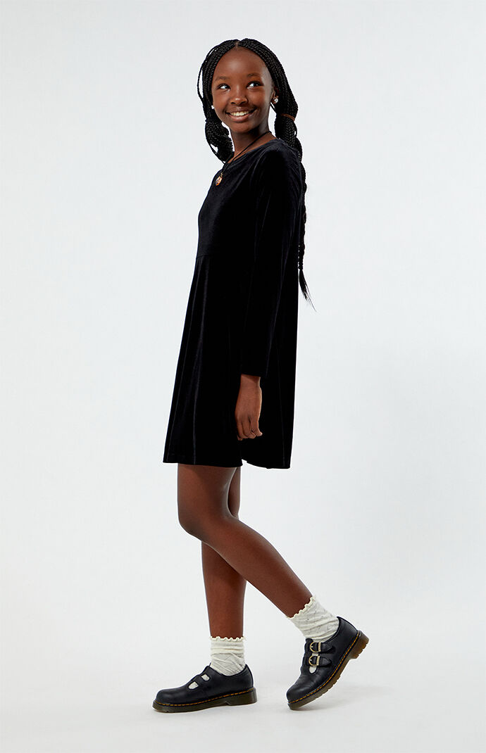 Pacsun Kids Velvet Long Sleeve Mini Dress
