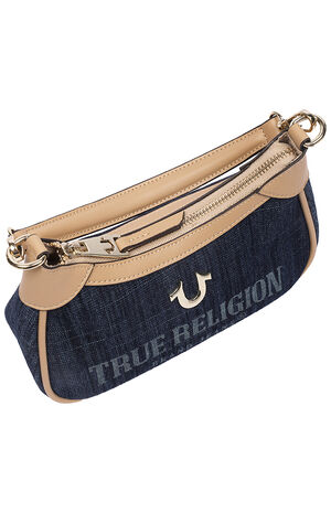 Blair Dark Denim and Faux Leather Shoulder Bag image number 7