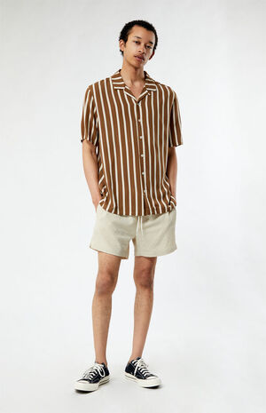Brown Striped Camp Shirt image number 3