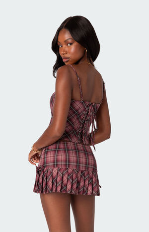 Jamie Plaid Lace Up Corset image number 5