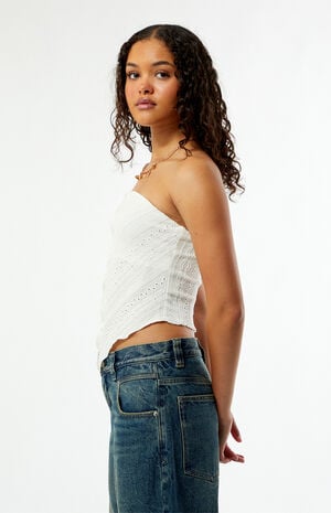 Lucia Eyelet Split Hem Tube Top image number 4