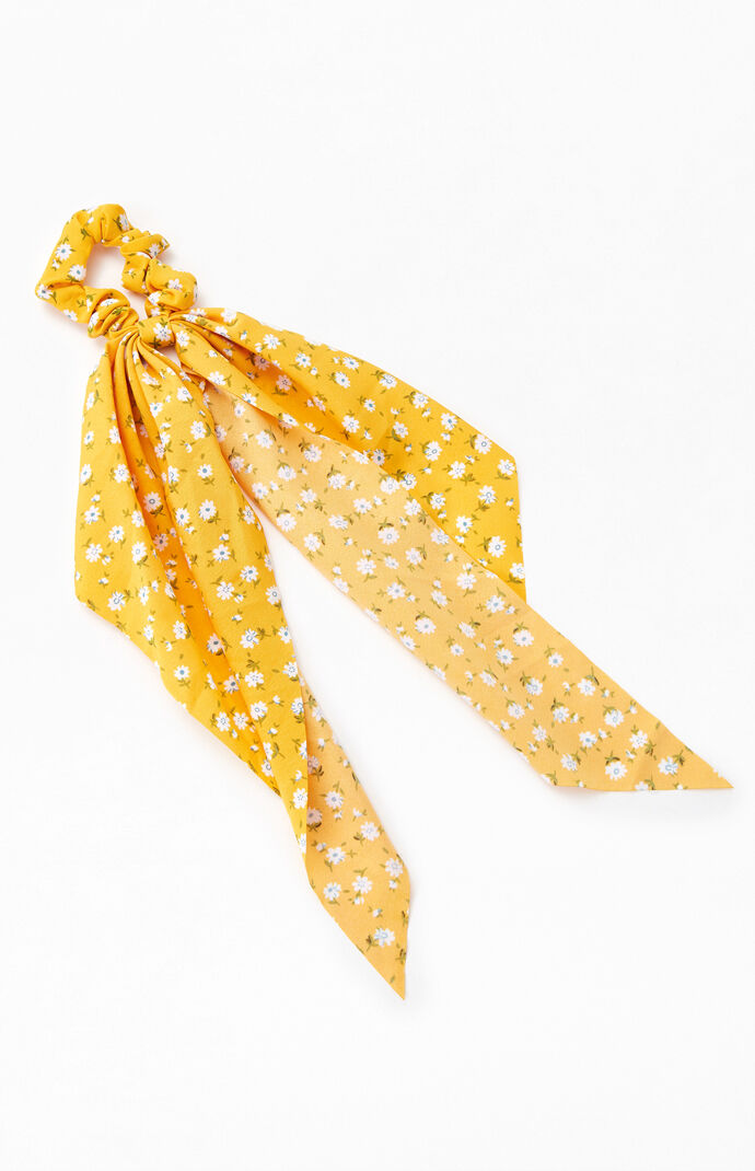 Yellow Floral Flowy Scrunchie