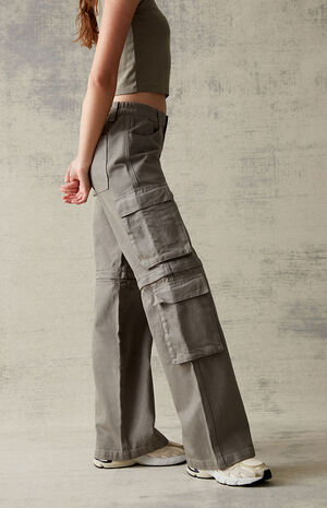Sage Grey Zip Off Low Rise Puddle Pants image number 3