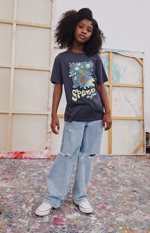 Eco Light Blue Ripped Baggy Jeans image number 1