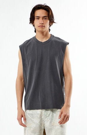 Black Cut Off Muscle T-Shirt
