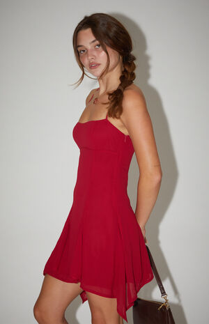 Chiffon Halter Shark Bite Mini Dress image number 2