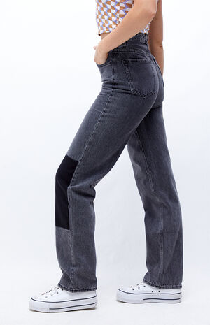 Eco Grey Patchwork Boyfriend Jeans image number 2