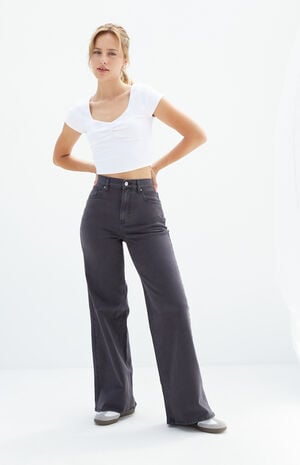 Nora Stretch Black Wide Leg Jeans image number 1