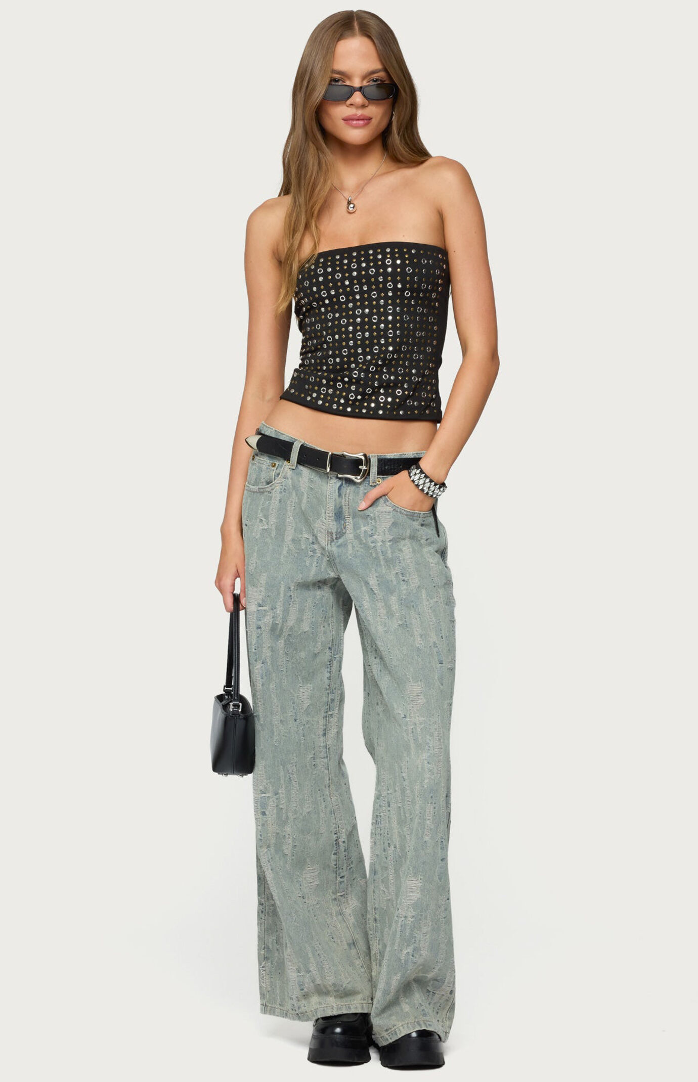 Edikted Blanco Studded Grommet Tube Top | PacSun