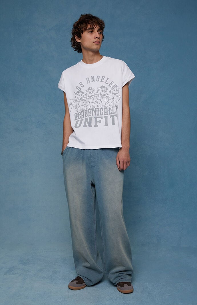 Pacsun Blue Tinted Washed Fleece Extreme Baggy Sweatpants