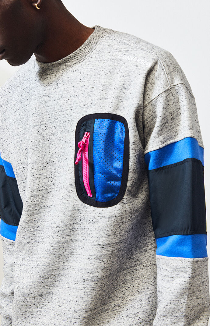 Mixed Media Ripstop Crew Neck Sweatshirt