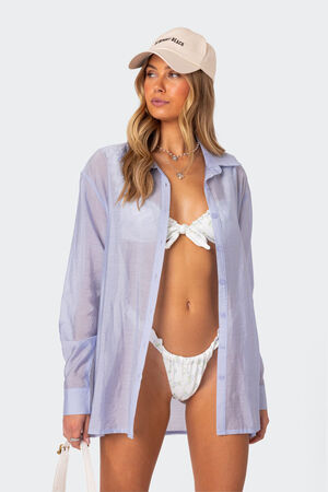 Bryce Oversized Sheer Button Shirt image number 2