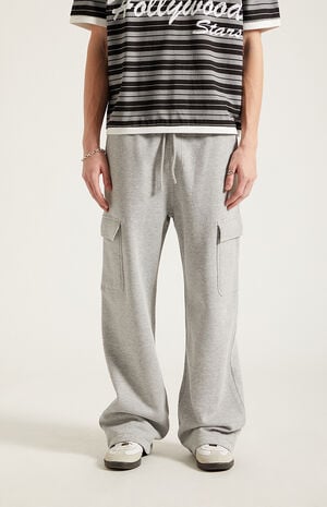 Gray Fleece Extreme Baggy Cargo Sweatpants&nbsp; image number 2