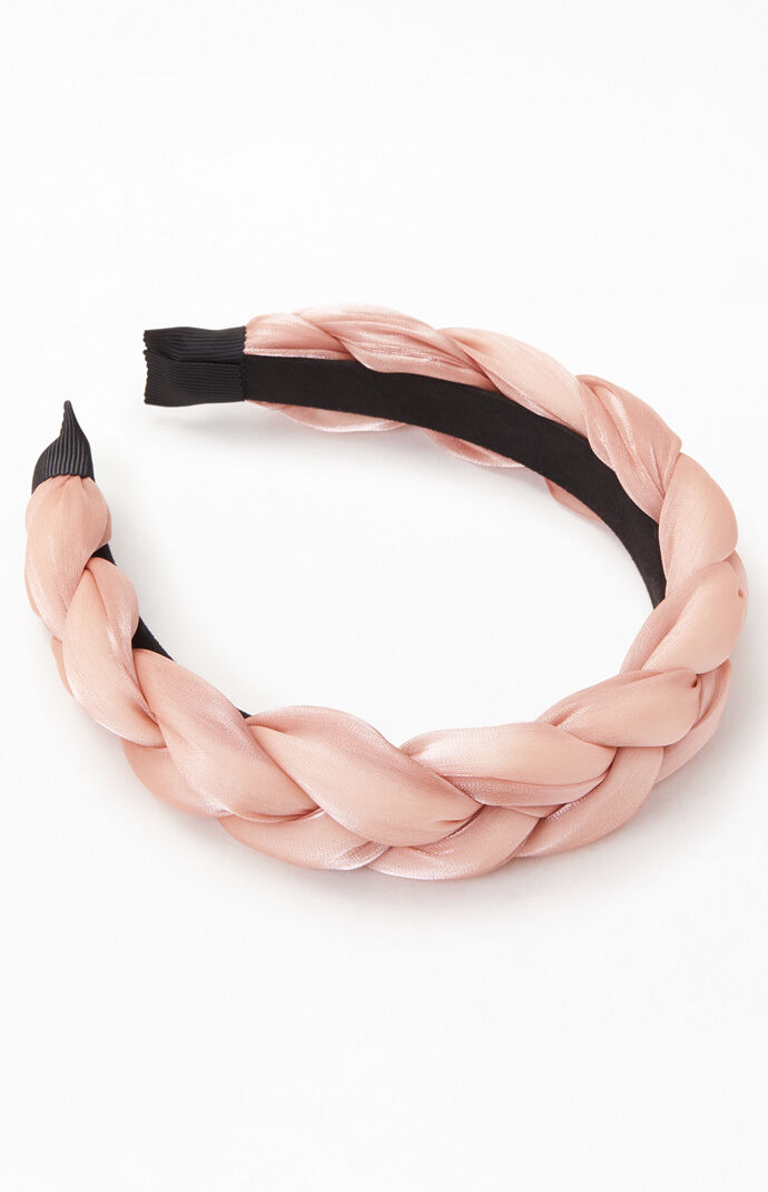Pink Braided Satin Headband