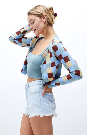 Eco Light Blue&nbsp;High Waisted Denim Festival Shorts image number 2