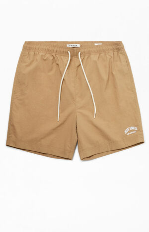 Tan Nylon Collegiate 6.5" Swim Trunks image number 1