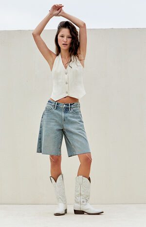 Medium Indigo Baggy Jorts image number 4