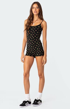 Ditsy Open Back Tie Romper image number 4