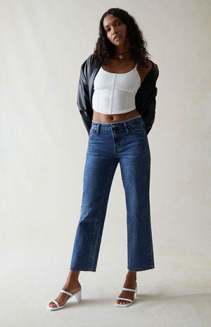 Eco Indigo Rhinestone '90s Straight Leg Jeans Eco Indigo Rhinestone '90s Straight Leg Jeans image number 6