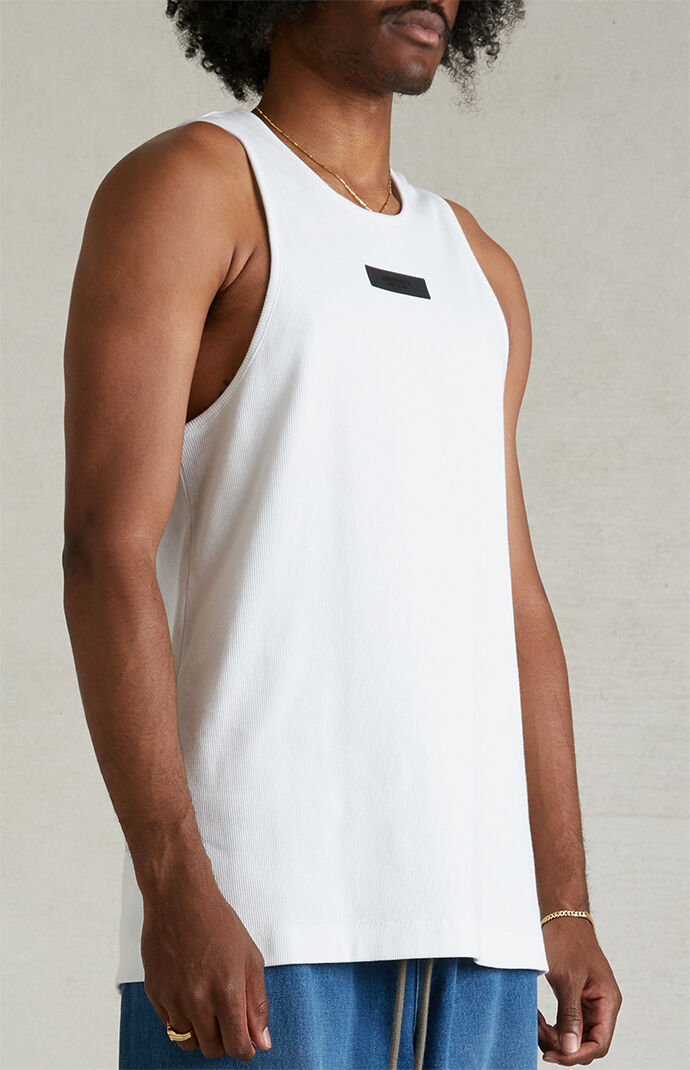 Fear of God Essentials White Ribbed Tank Top | PacSun