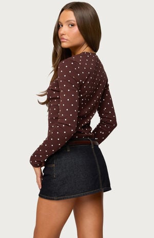 Daliya Polka Dot Long Sleeve Top image number 3