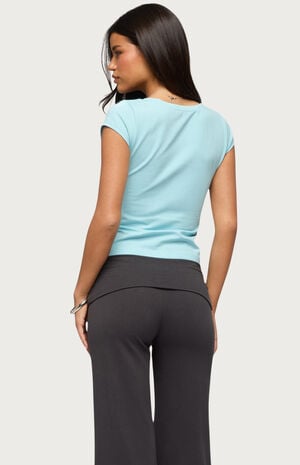 Penelopy Overlap V Neck T-Shirt image number 3