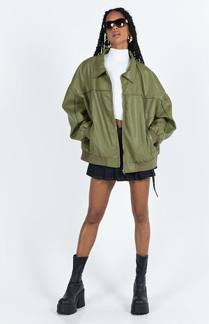 Goldsmith Faux Leather Bomber Jacket image number 4