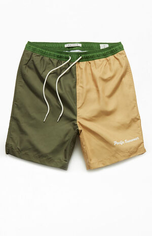 Tan Colorblock 6.5" Swim Trunks image number 1