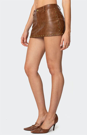 Studded Faux Leather Mini Skort image number 4