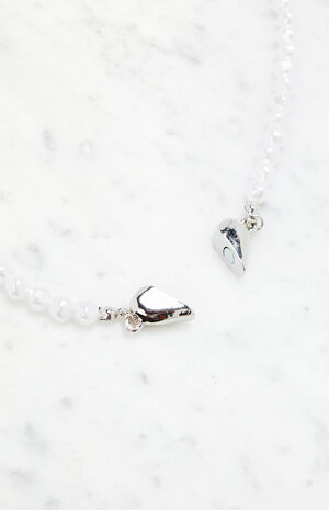 Pearl Silver Heart Necklace image number 2