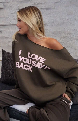Ways To Say ILY Off-The-Shoulder Sweatshirt image number 5