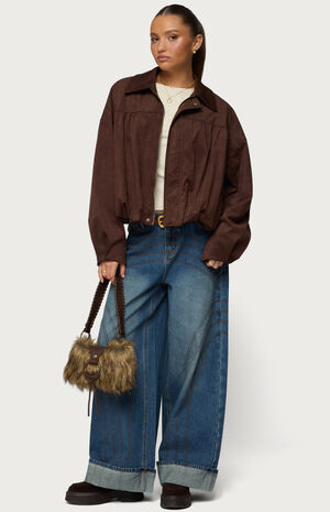 Cuffed Low Rise Wide Leg Jeans image number 5