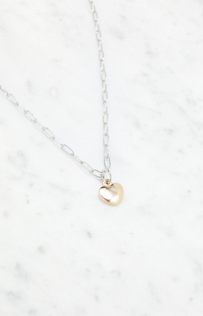 LA Hearts Two Tone Heart Chain Necklace