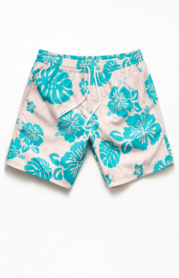 Floral Print 16" Swim Trunks