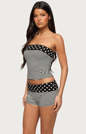 Presley Stripe and Polka Dot Foldover Tube Top image number 2