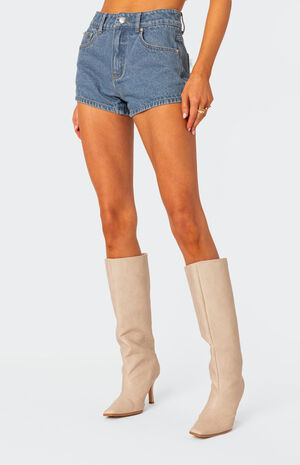 Bow Pocket Washed Denim Shorts image number 3